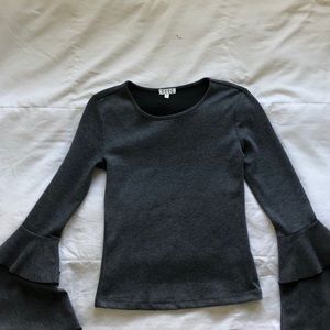 Grey long sleeve lightweight knit top